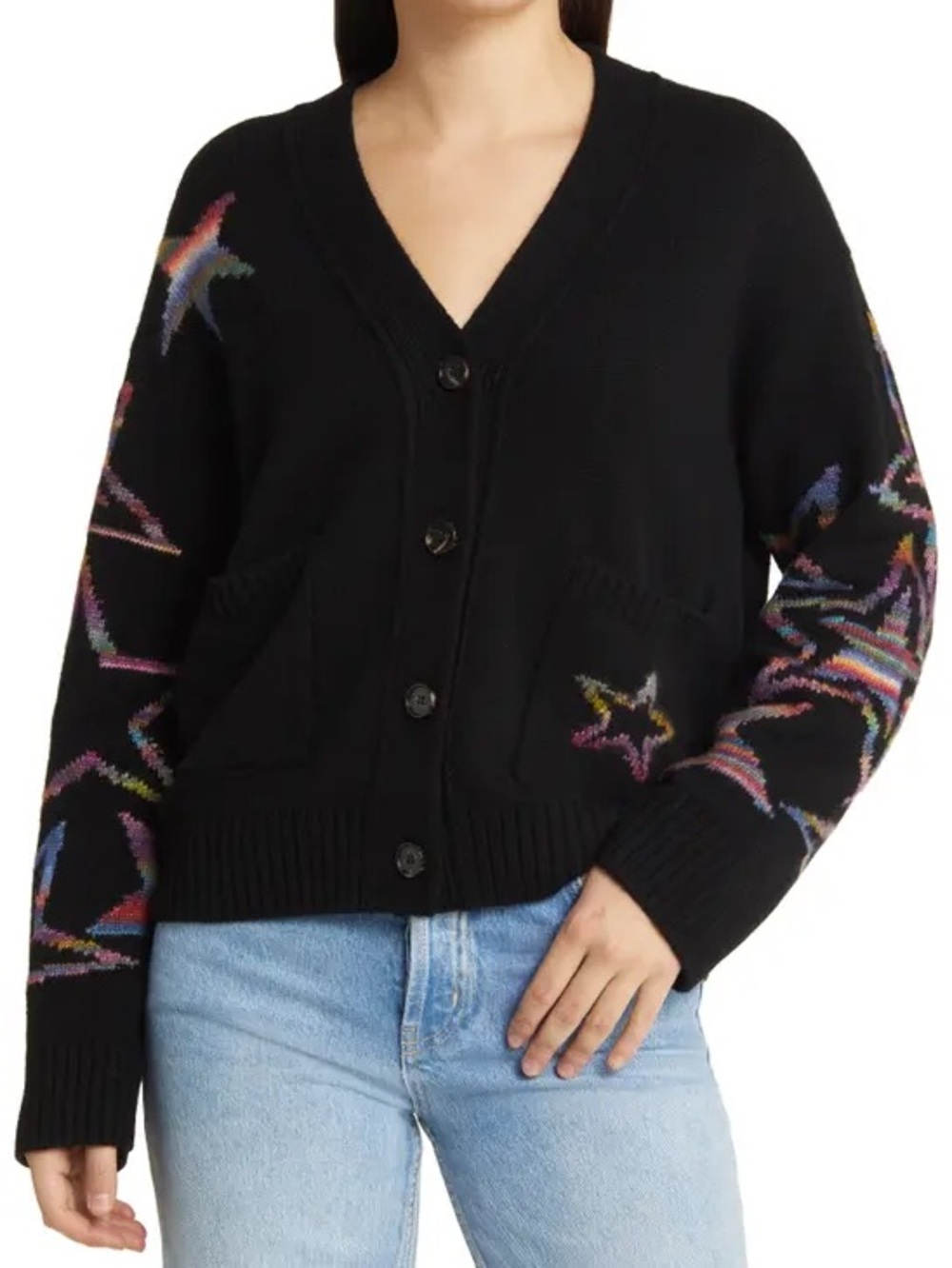 Rails Reese Rainbow Stars V-Neck Button Cardigan